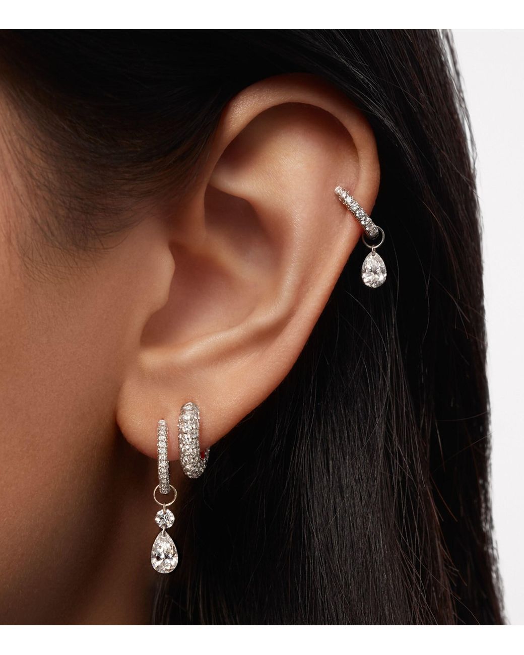 Maria Tash White Petite Floating Double Diamond Single Earring