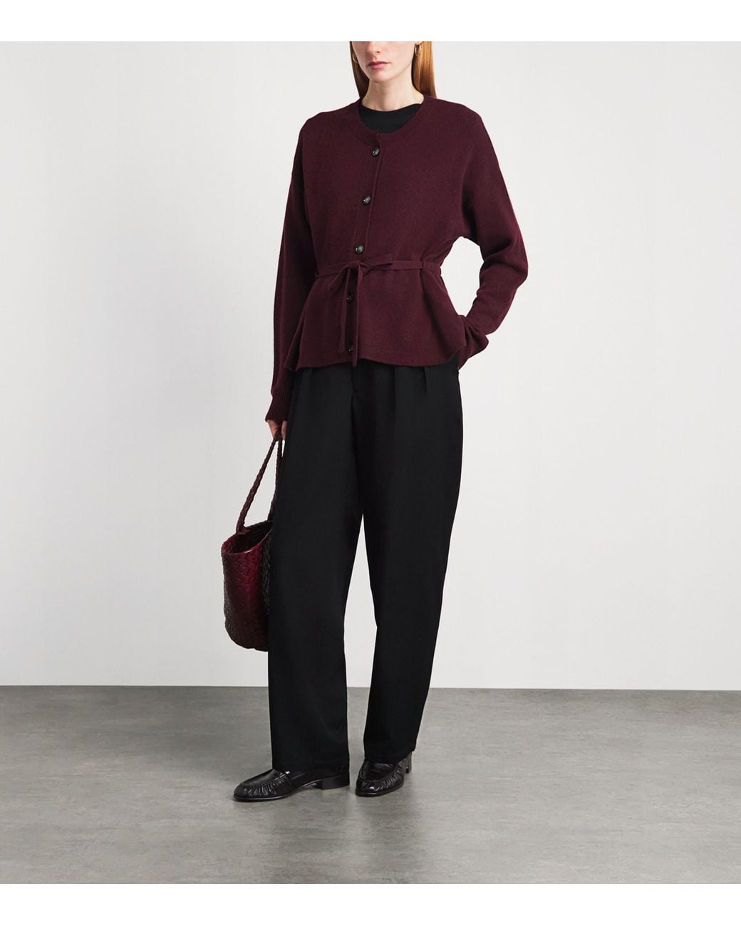 Allude Purple Wool-Cashmere Belted Cardigan