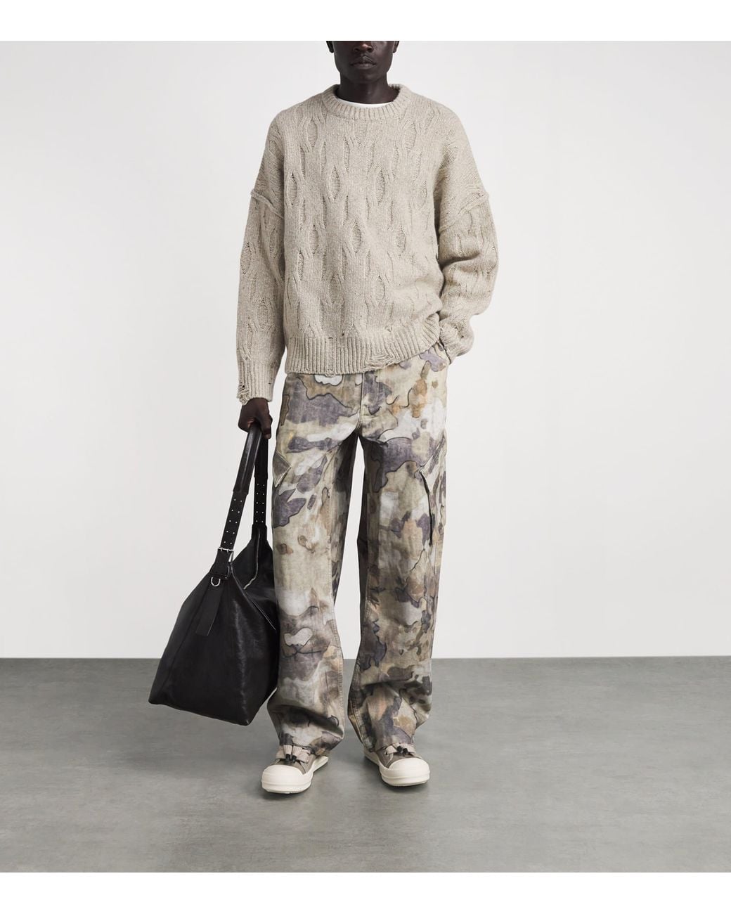 Represent Gray Wool-Blend Distressed Sweater for men