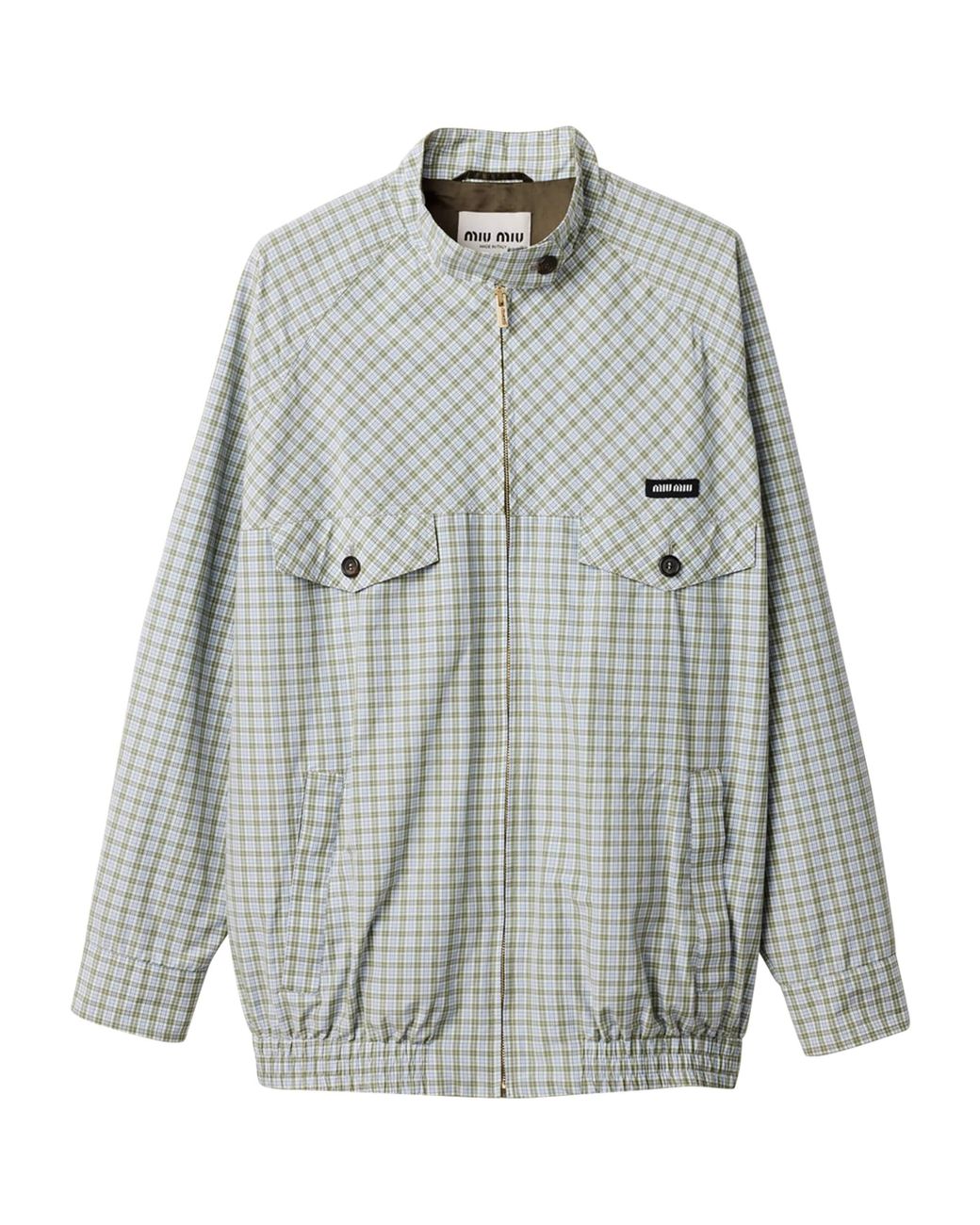 Miu Miu Gray Technical Check Print Blouson Jacket