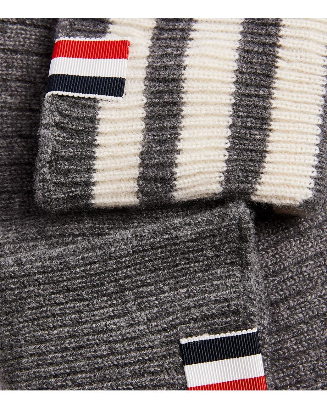 Thom Browne Gray Cashmere 4-Bar Gloves for men