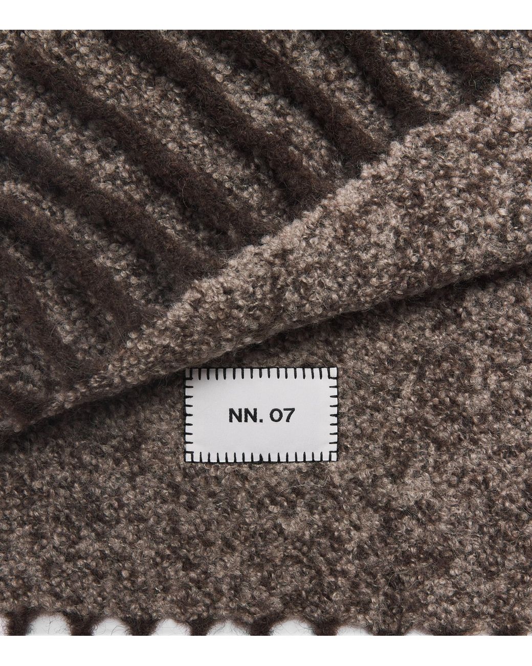 NN07 Brown Alpaca-Wool-Blend Fringed Scarf for men