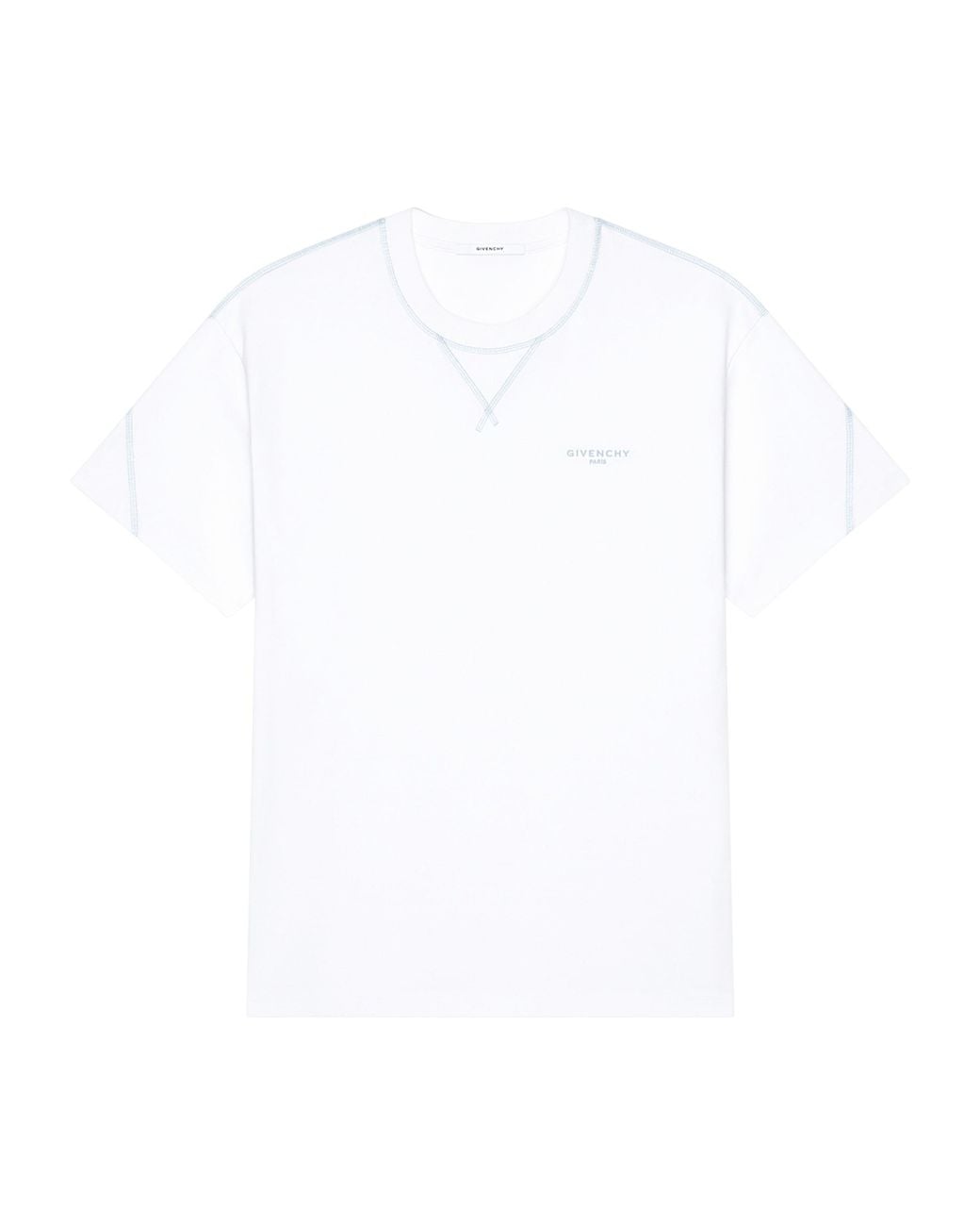 Givenchy White Cotton Contrast-Stitch Logo T-Shirt for men