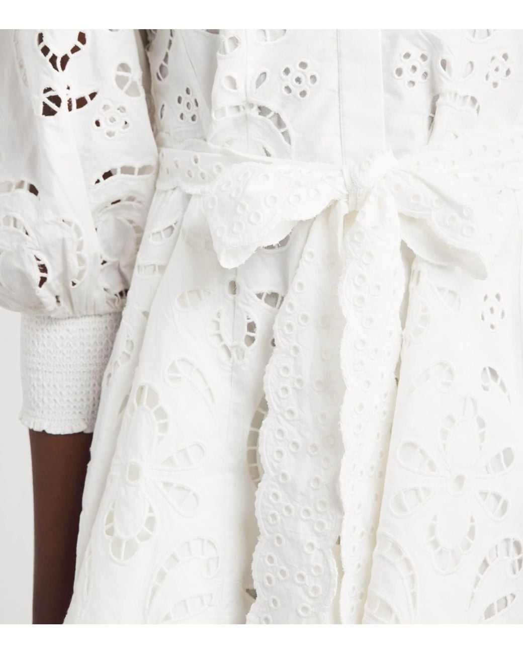 Alice + Olivia White Embroidered Lucy Mini Shirt Dress
