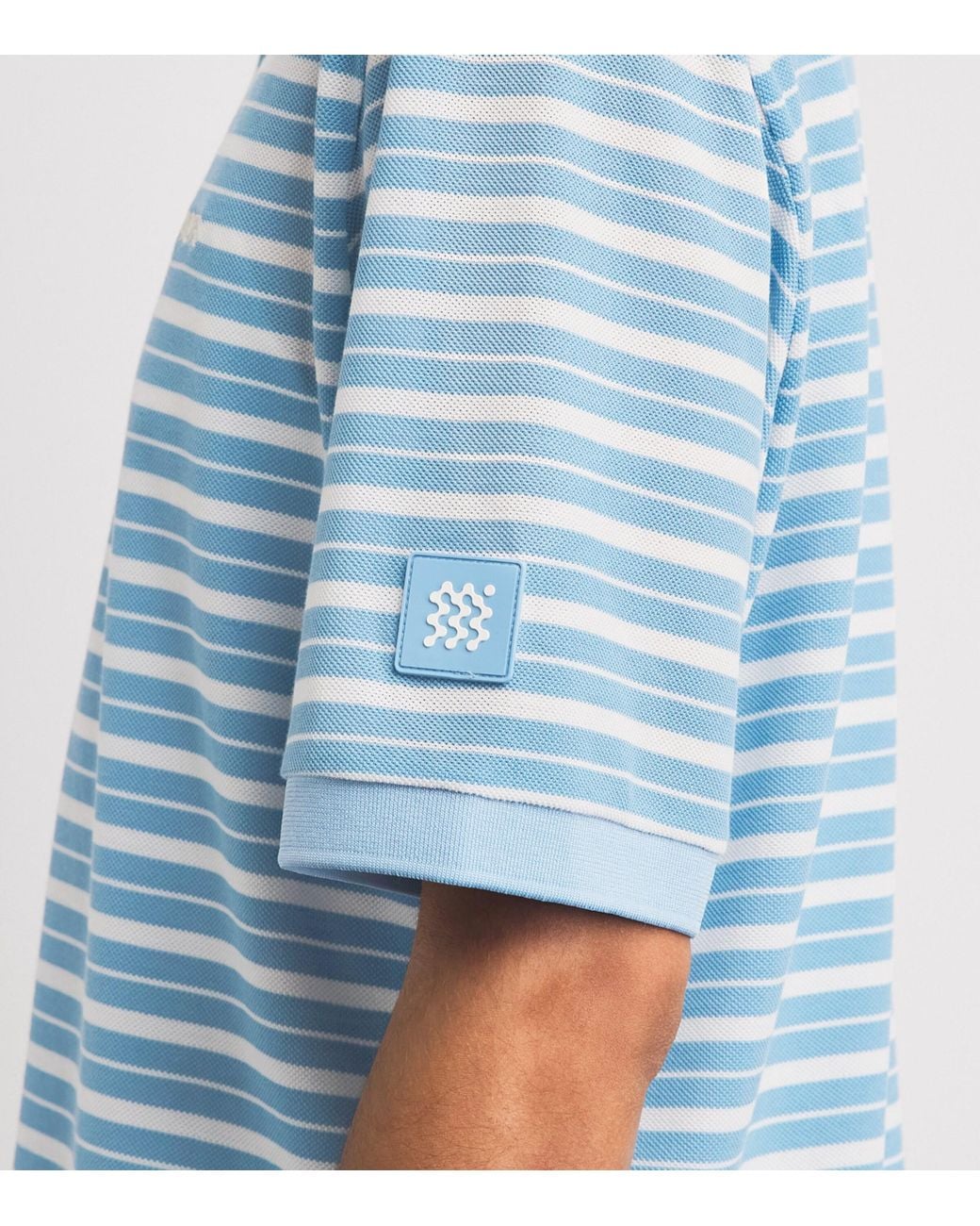 Manors Blue Piqué Stripe Goat Polo Shirt for men