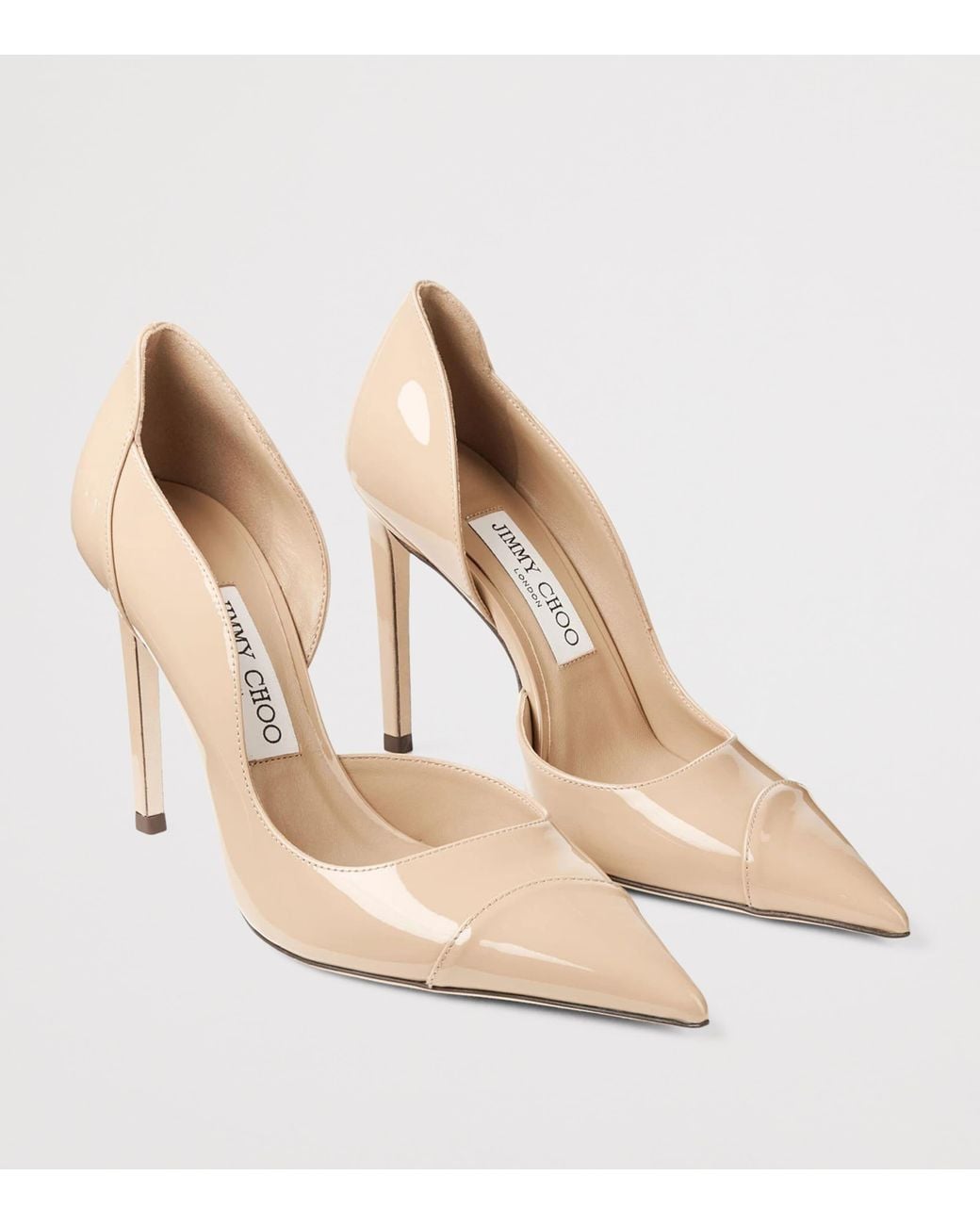 Jimmy Choo Natural Brigitte 100 Patent Leather Pumps