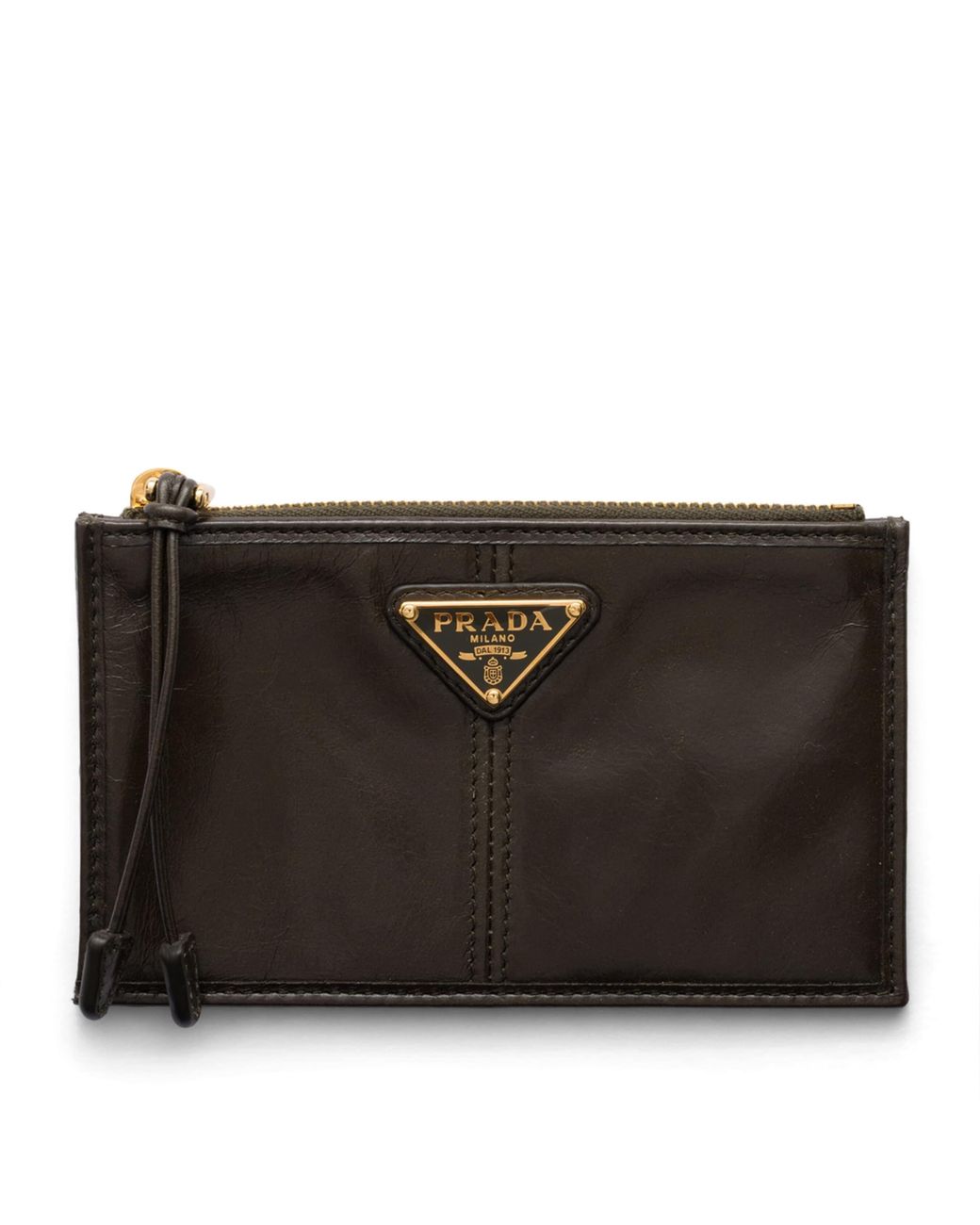 Prada Black Saffiano Leather Zip Card Holder