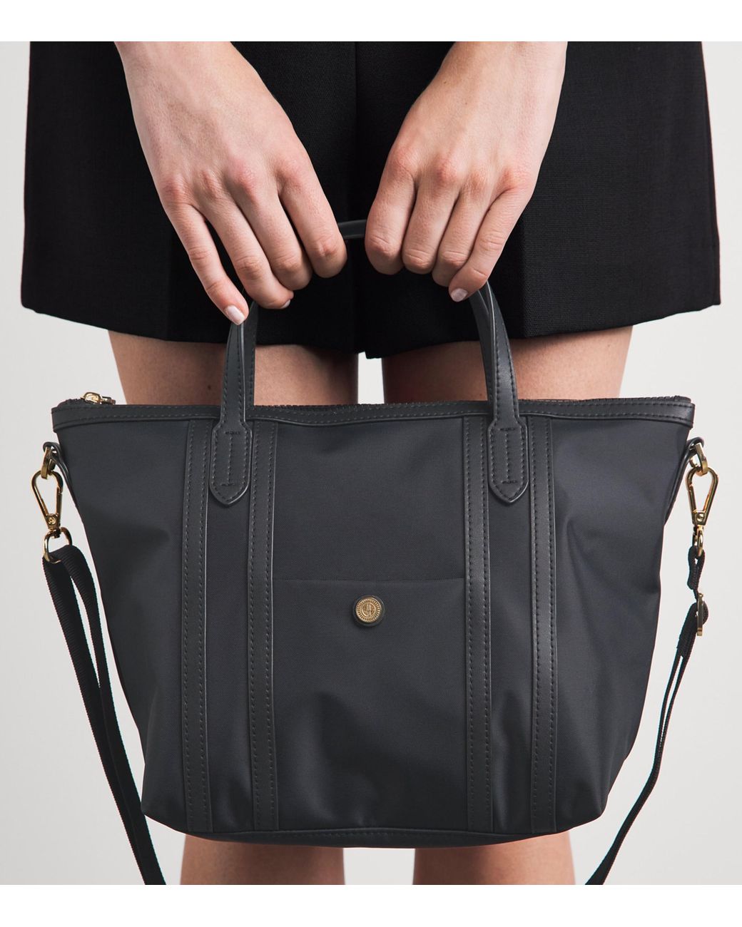 Harrods Black Grab Nylon Jetsetter Tote Bag