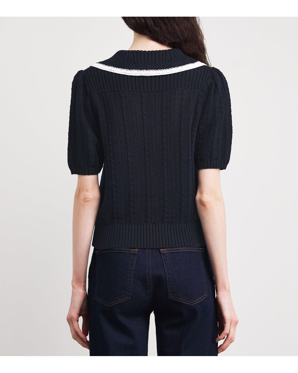 Rixo Black Cotton Pippa Knit Top