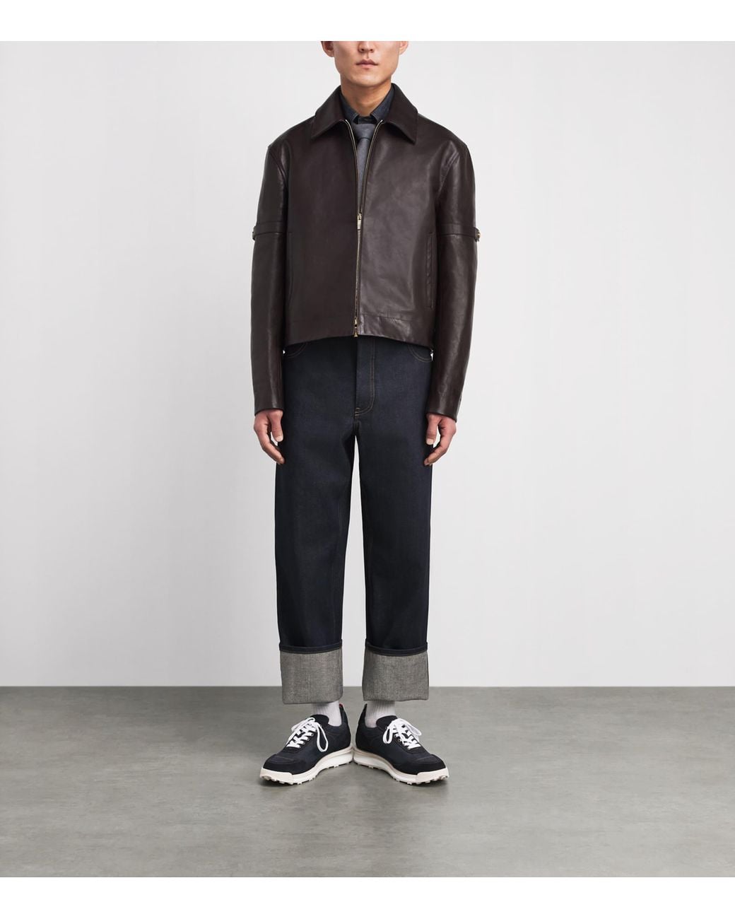 Thom Browne Blue Denim Alumni Sneakers for men
