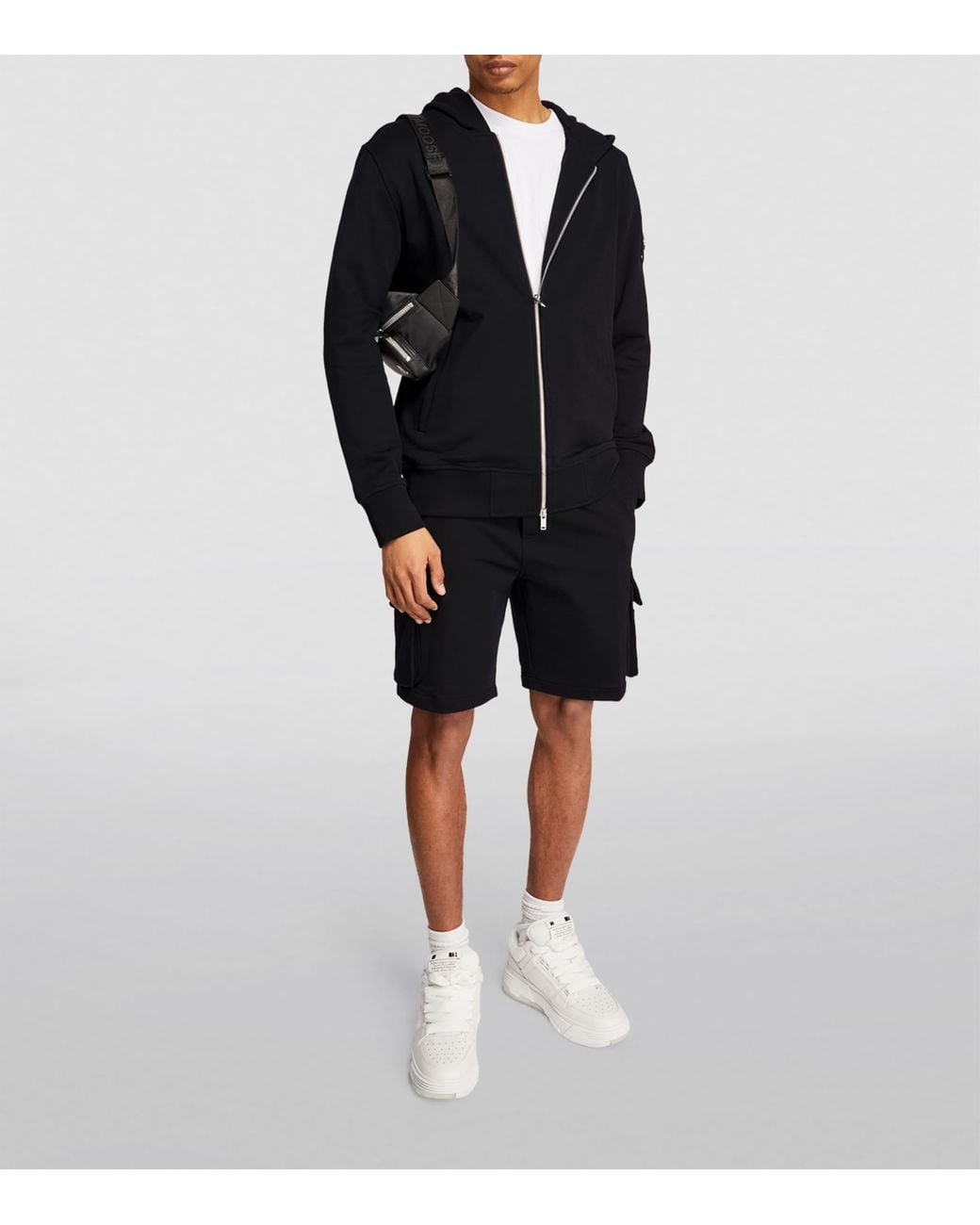 Moose Knuckles Black Logo Zip-Up Hoodie for men