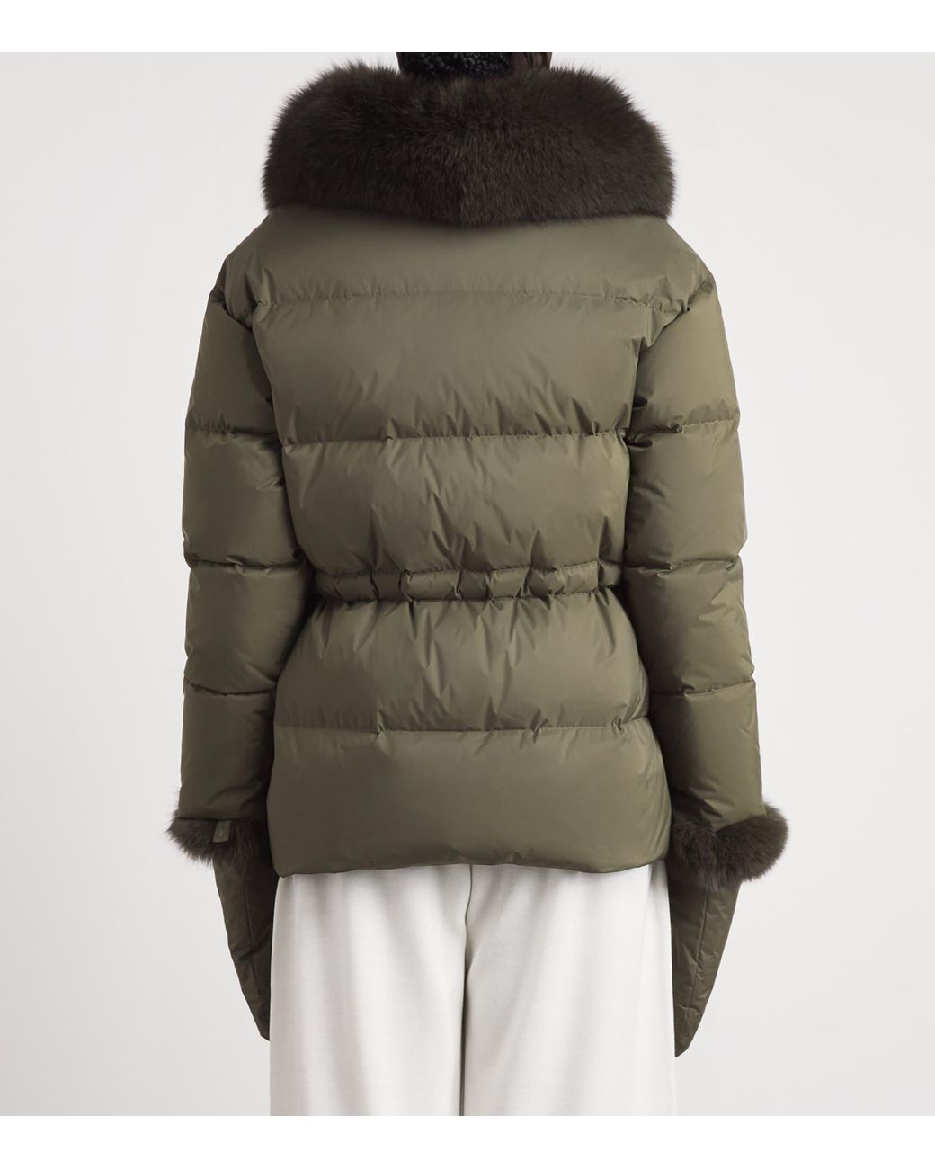 Yves Salomon Green Down Fur-Trim Technical Puffer Jacket