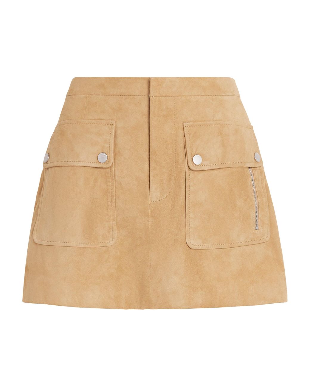 FRAME Natural Suede The Safari Mini Skirt