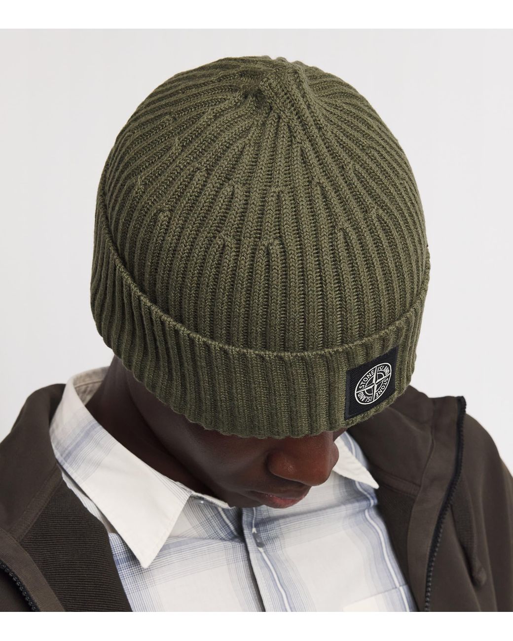 Stone Island Green Rws Wool Compass Beanie for men