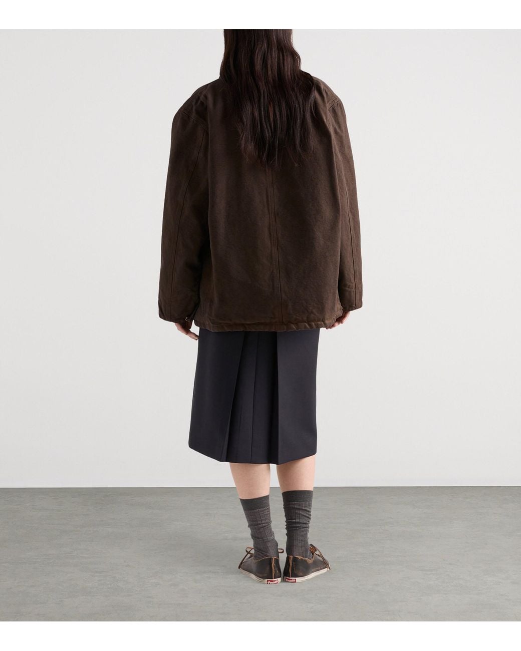 Prada Black Mohair-Wool Midi Skirt