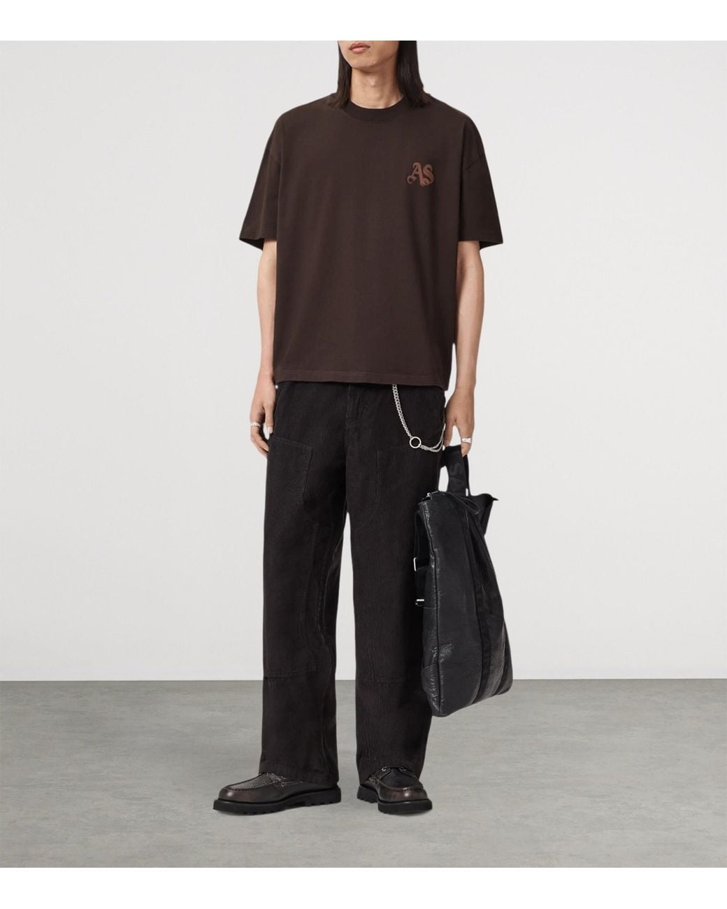 AllSaints Black Organic Cotton Icon Oversized T-Shirt for men