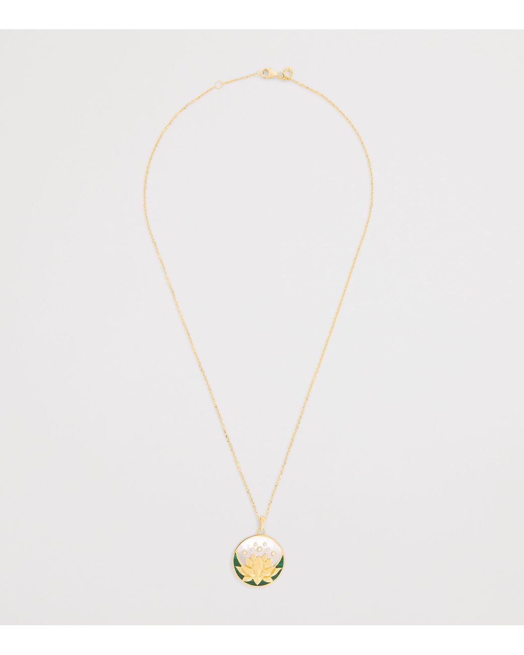 L'Atelier Nawbar Metallic Diamond, Malachite And Pearl N*93 Lotus Moon Necklace