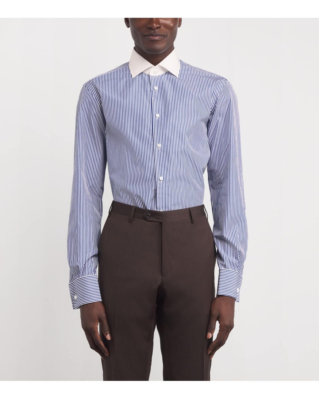 Ralph Lauren Blue Cotton Bengal-Stripe Dress Shirt for men