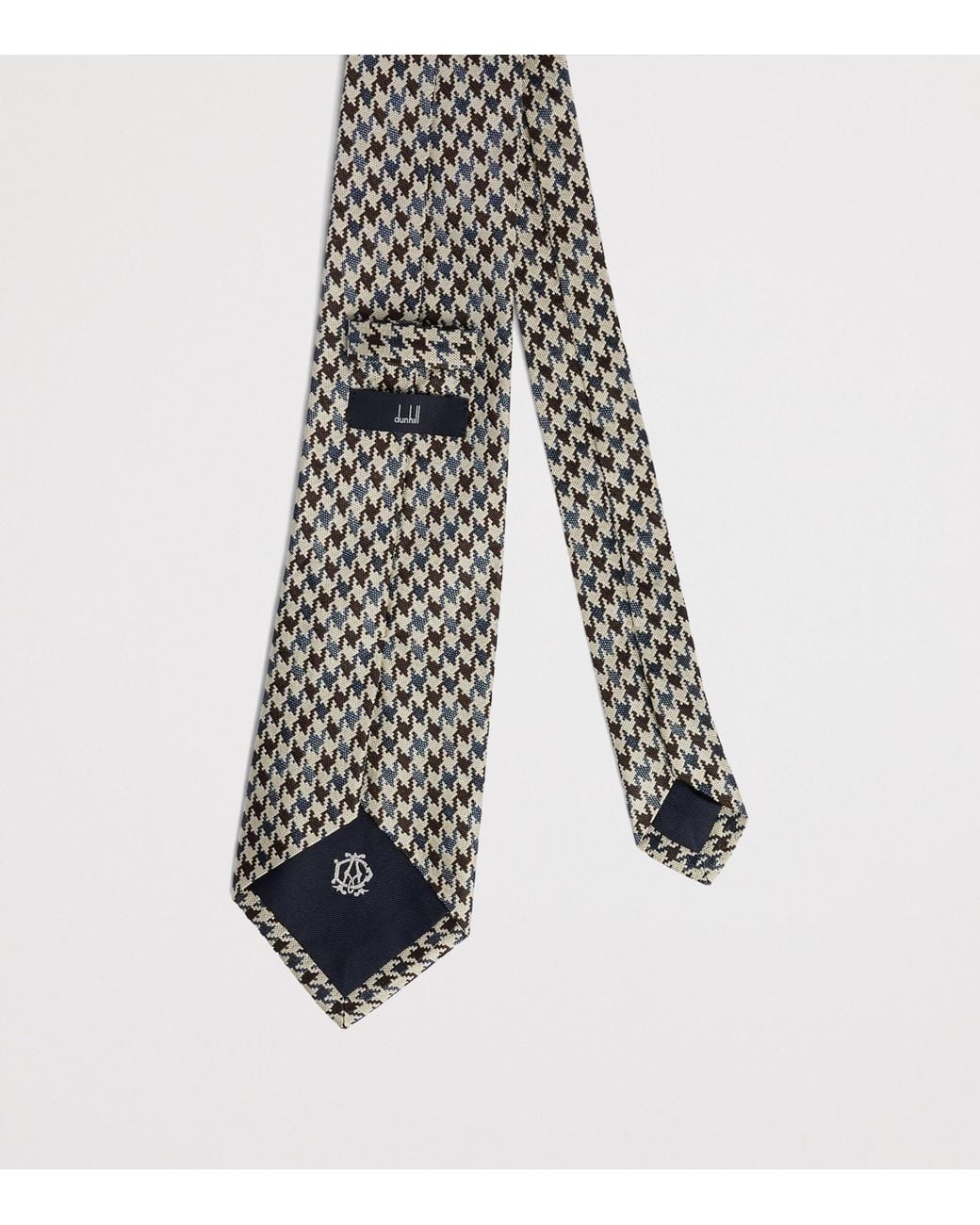 Dunhill White Silk Printed Tie for men