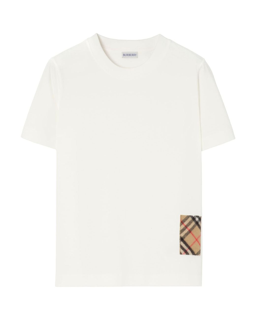 Burberry White Cotton Check-Patch T-Shirt