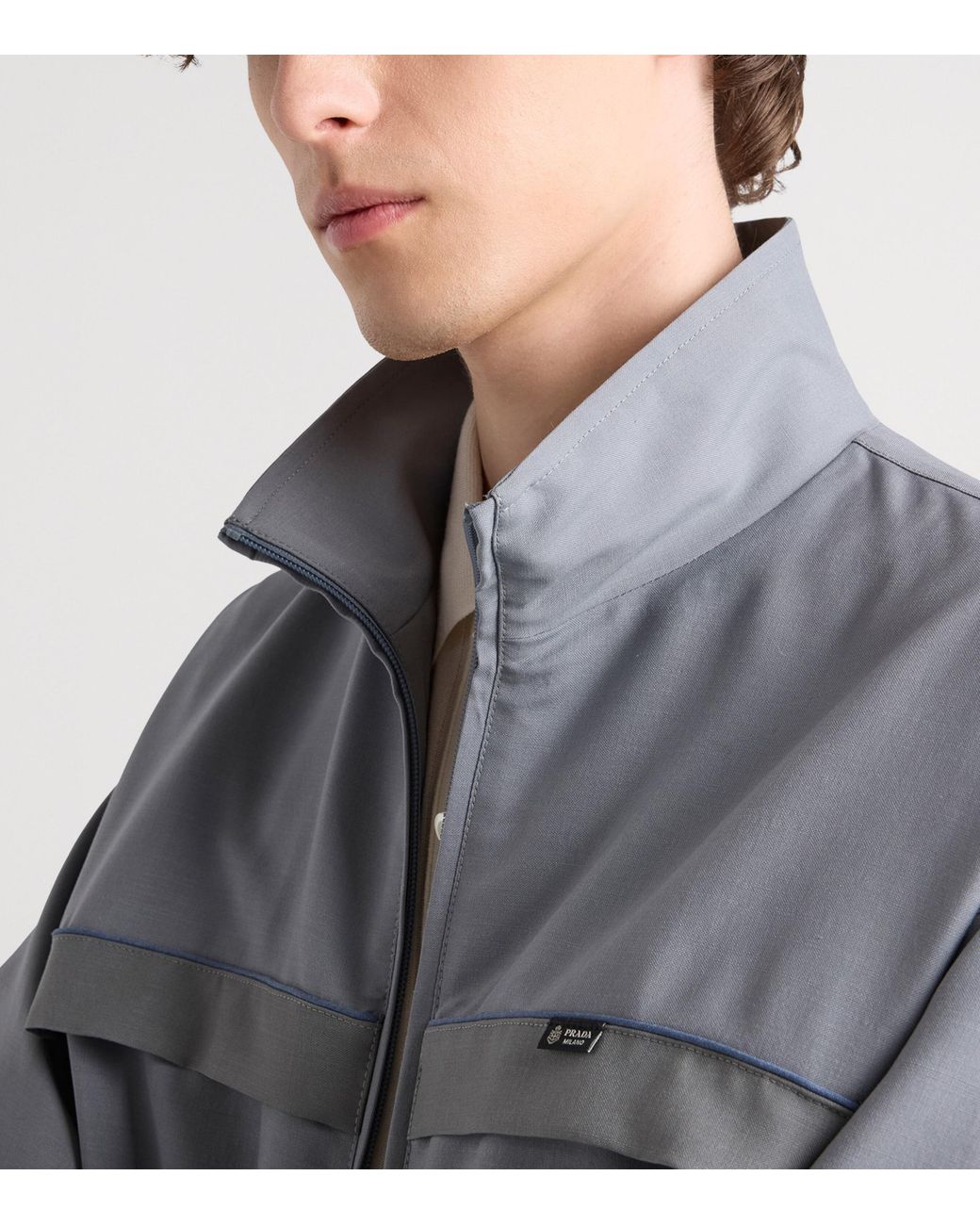 Prada Gray Virgin Wool-Mohair Jacket for men