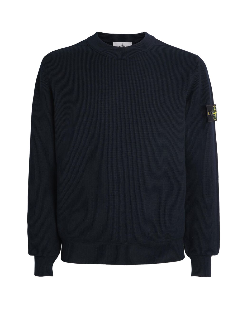 Stone Island Blue Ribbed Compass Patch Sweatshirt for men