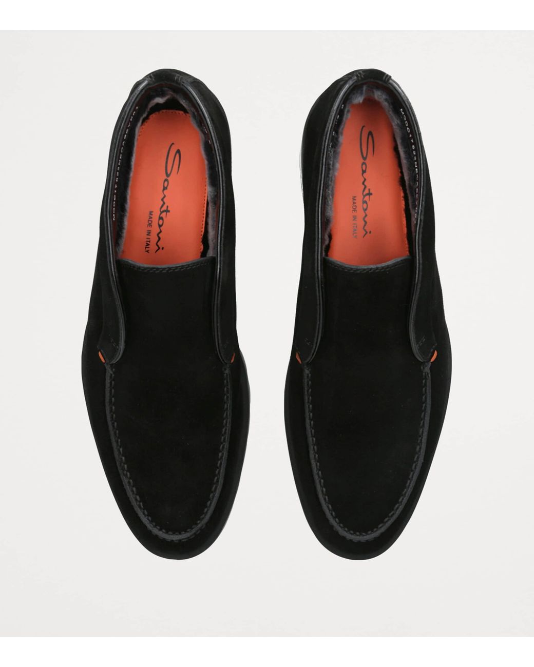 Santoni Black Suede Detroit Roccia High-Top Loafers for men