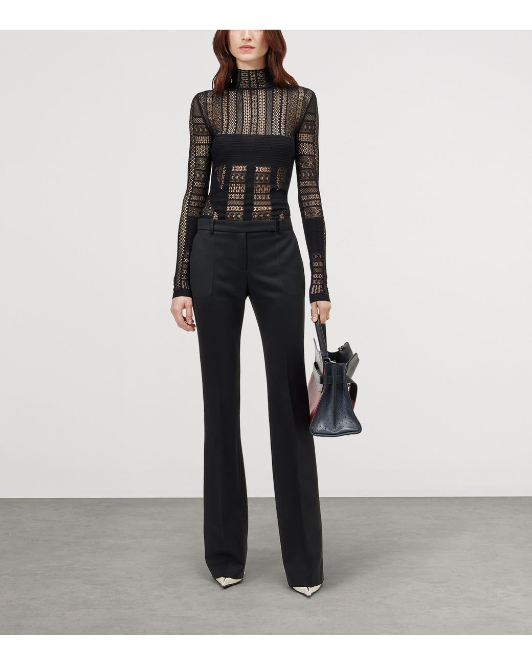 McQueen Black Wool Bootcut Trousers