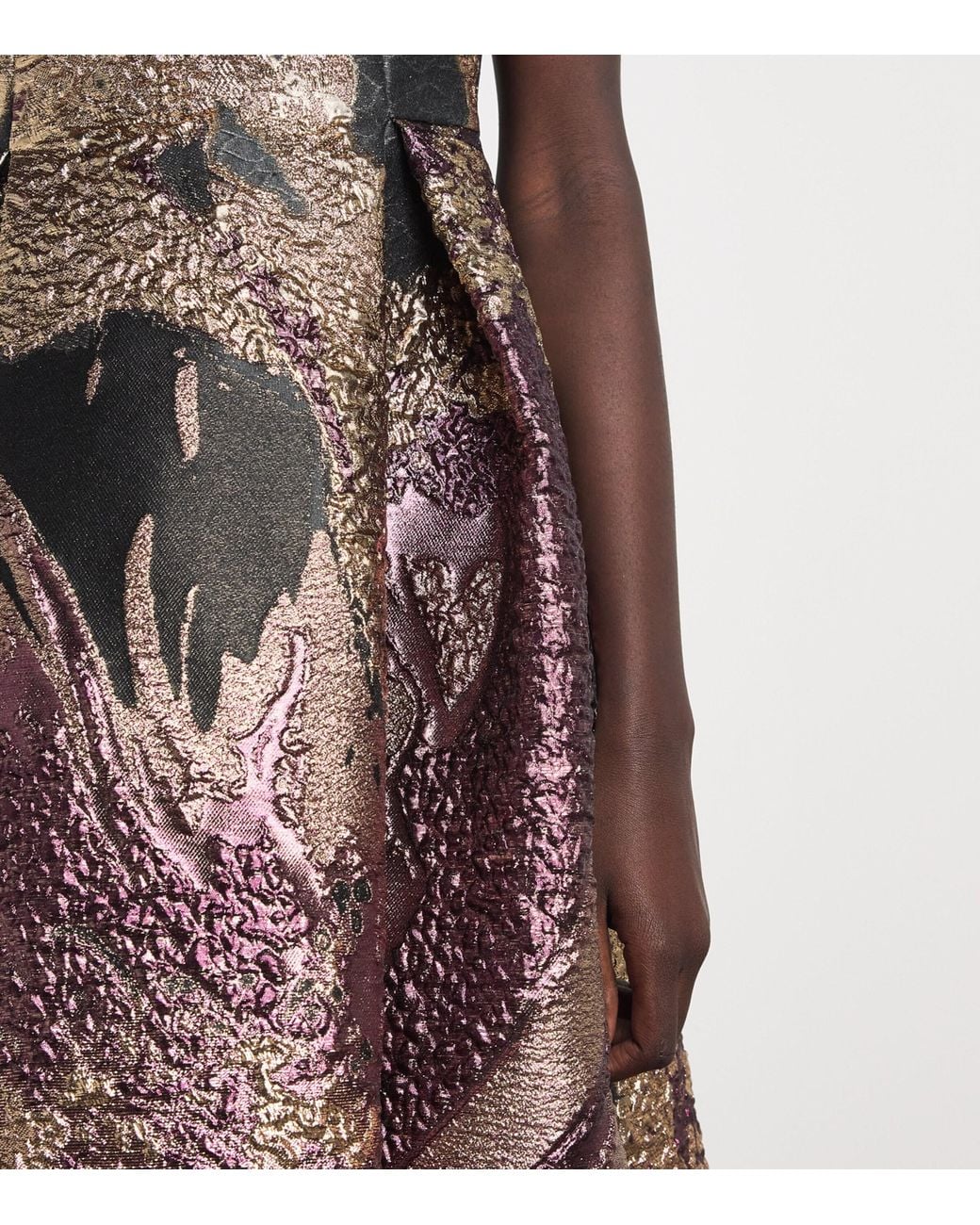 Talbot Runhof Brown Metallic Magnolia Jacquard Gown
