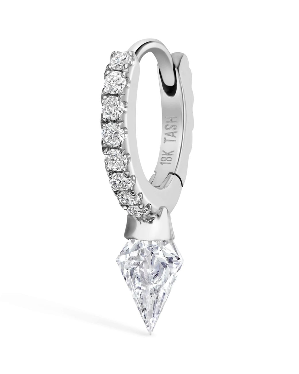 Maria Tash White Silhouette Diamond Short Spike Eternity Single Hoop Earring