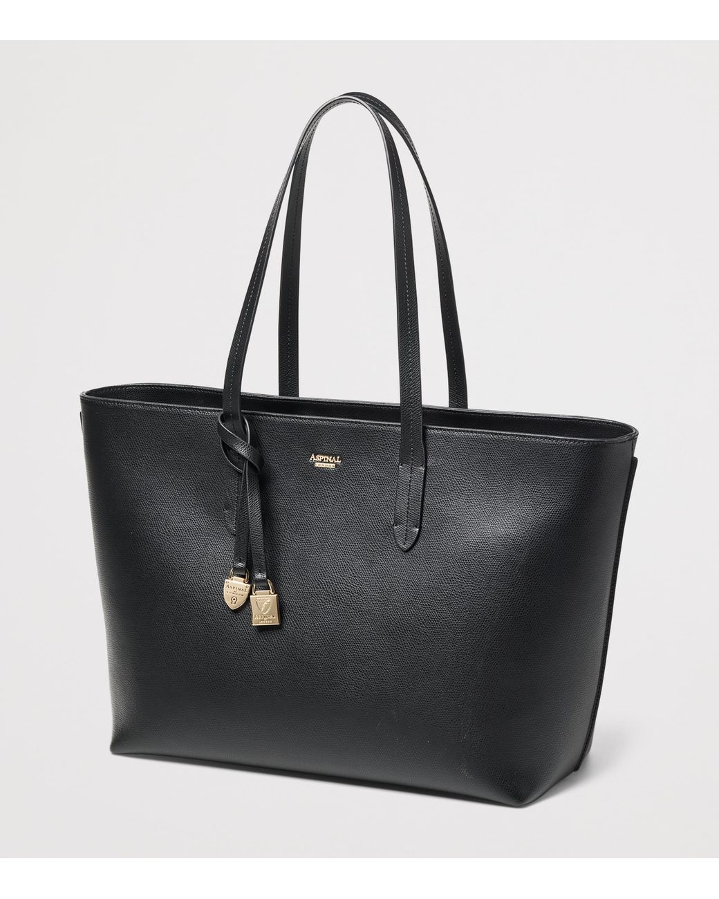 Aspinal Black Leather East West Tote Bag