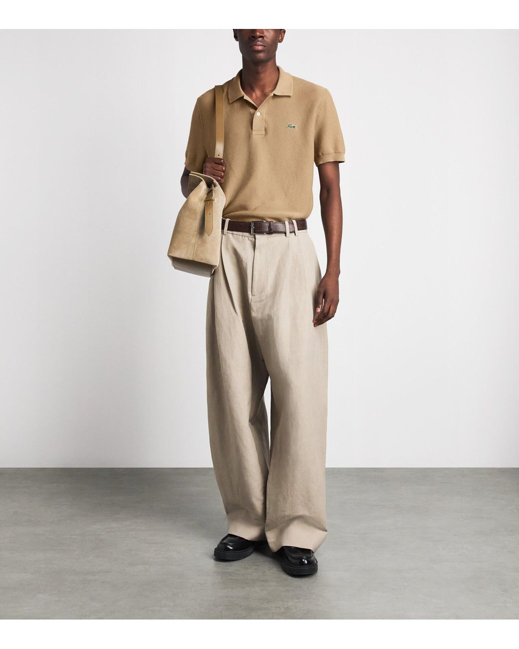 Lacoste Natural Cotton Knitted Polo Shirt for men