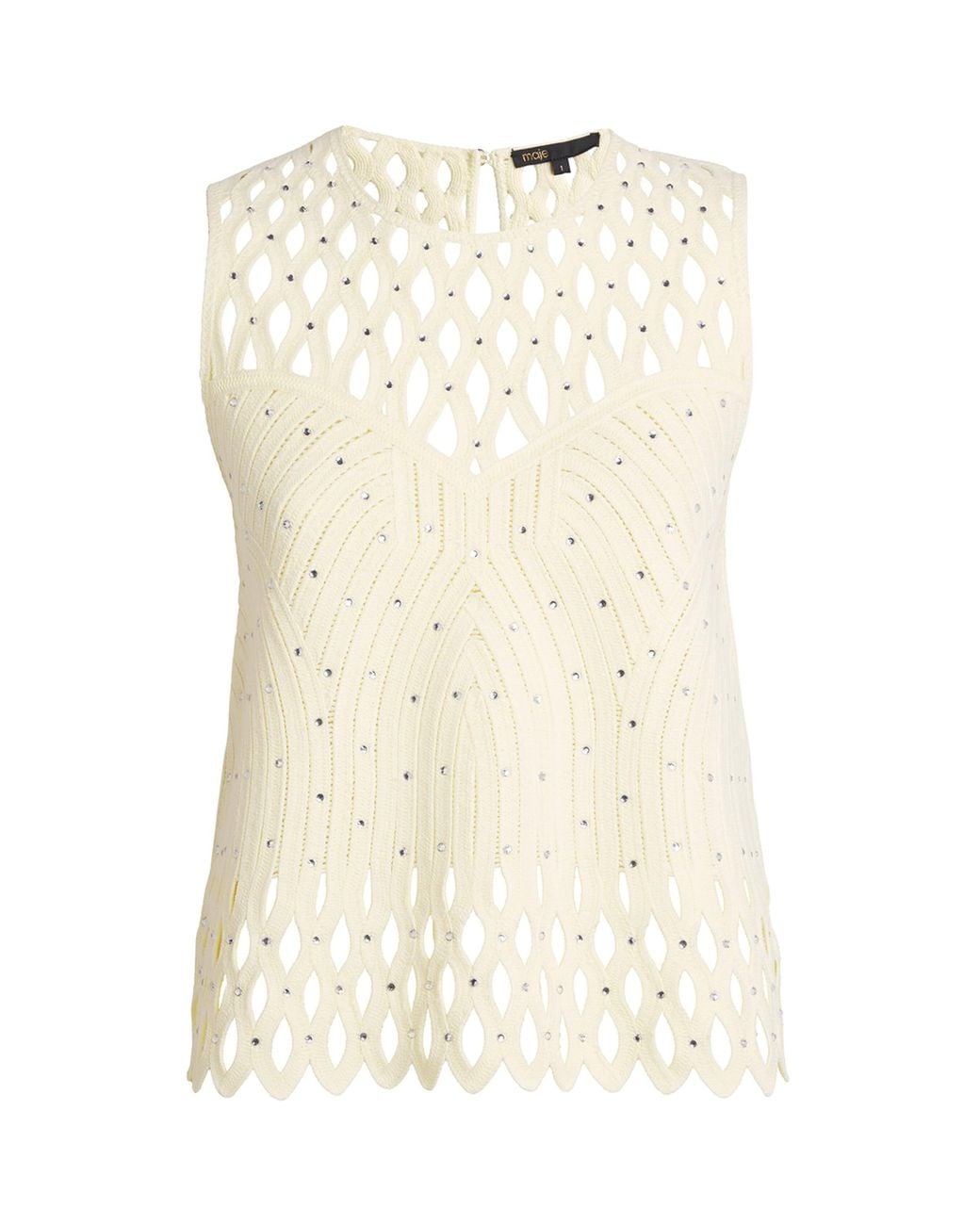 Maje Natural Embellished Crochet Top