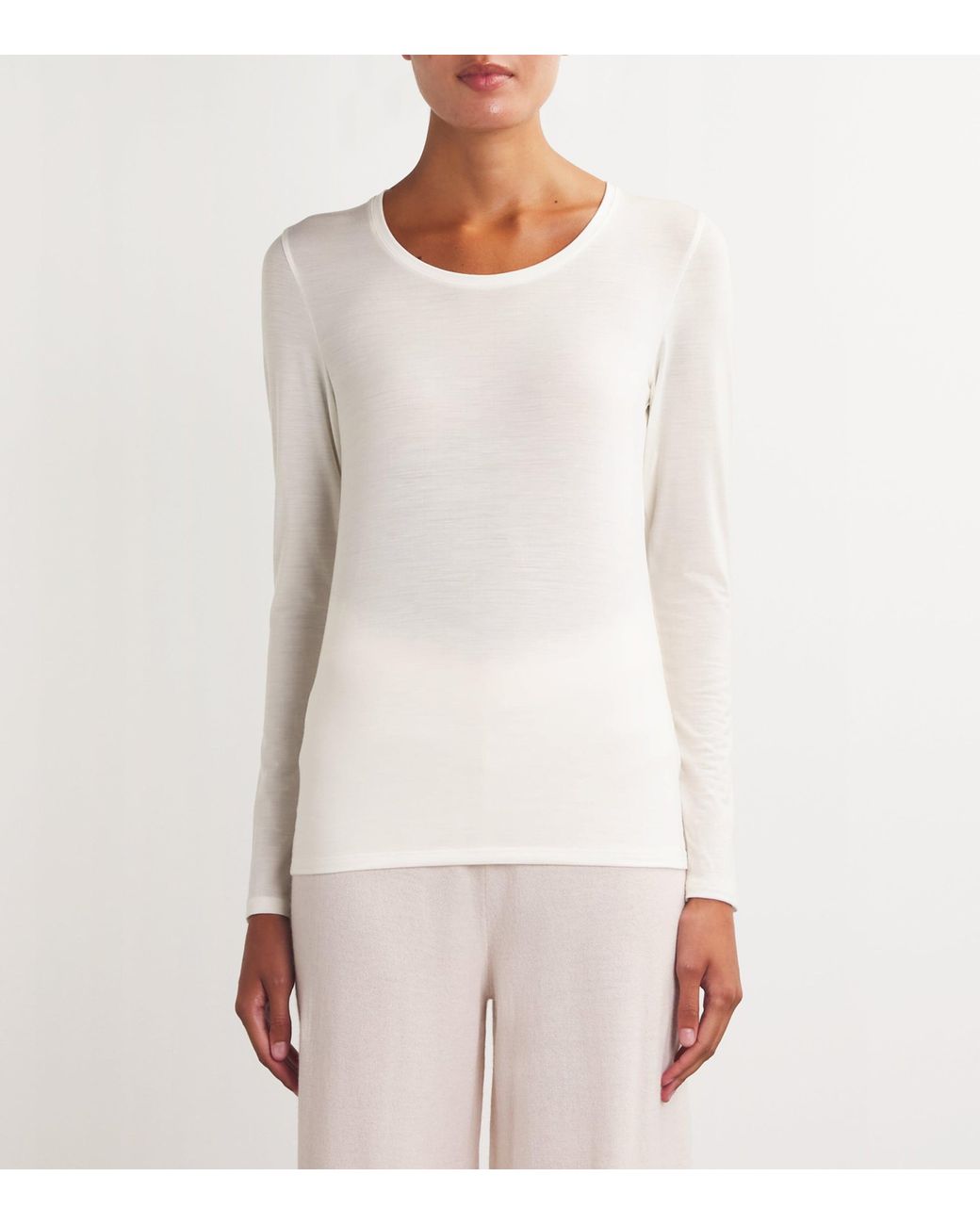 Falke White Long-Sleeve Daily Climawool T-Shirt