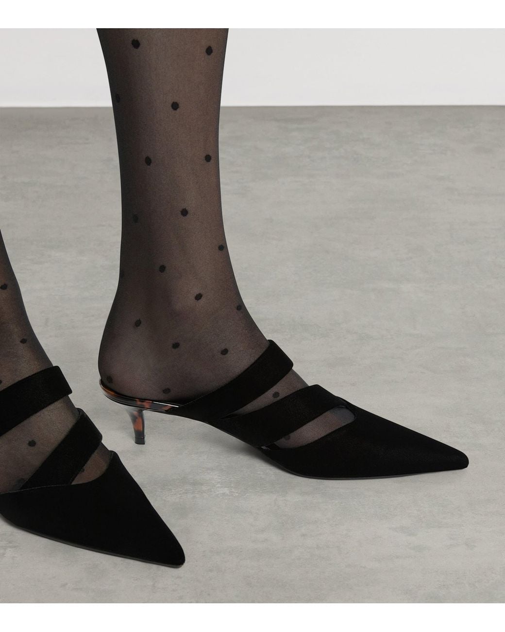 Balmain Black Velvet Heeled Mules 45