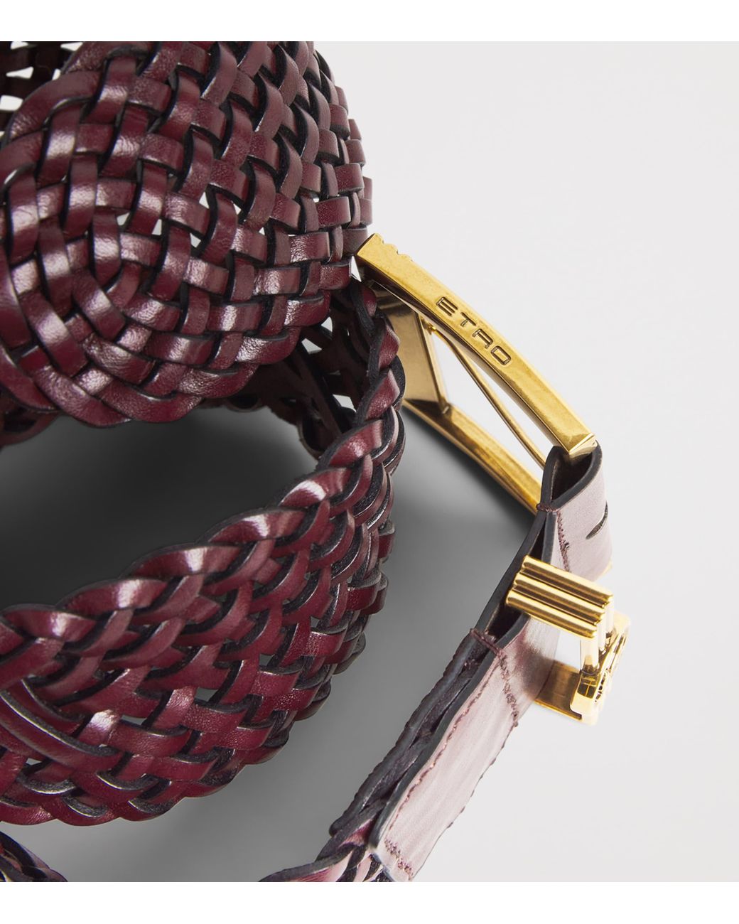 Etro Purple Leather Woven Coin Buckle Belt