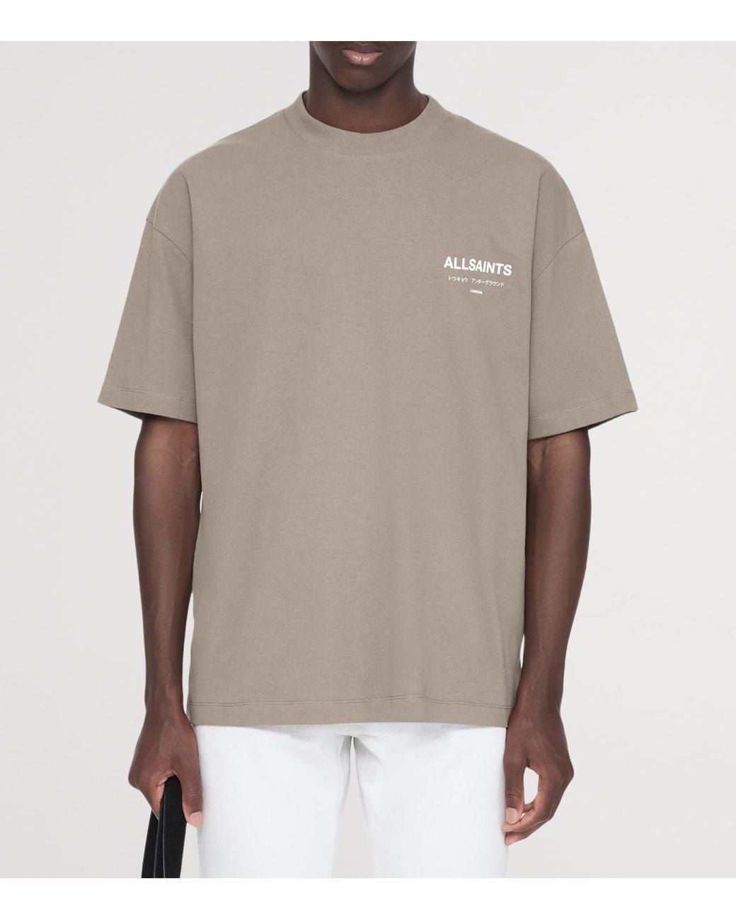 AllSaints Gray Underground Print T-Shirt for men