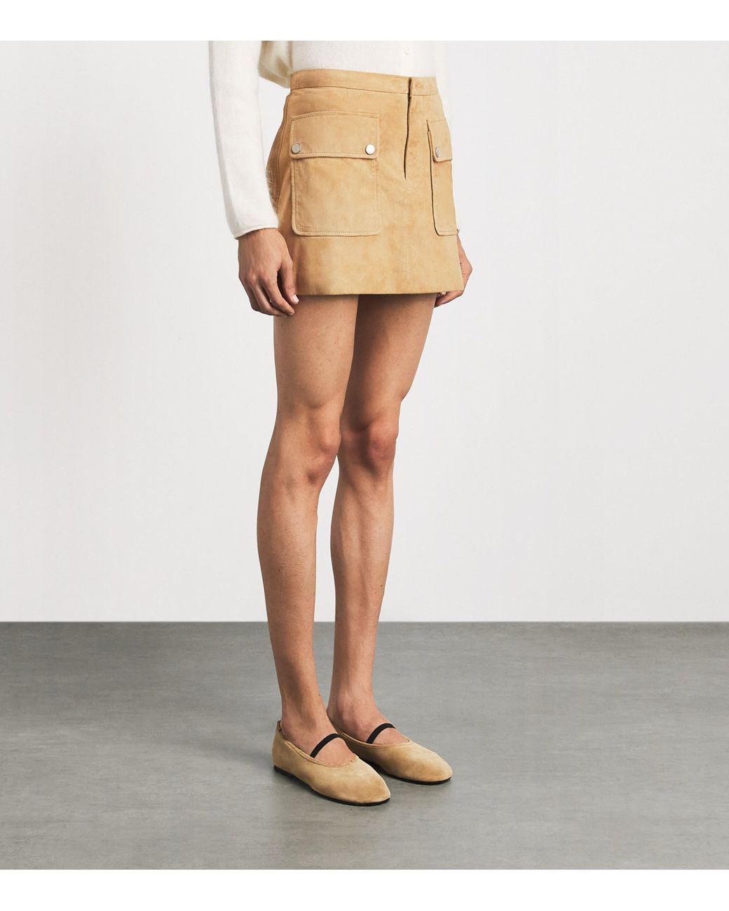 FRAME Natural Suede The Safari Mini Skirt