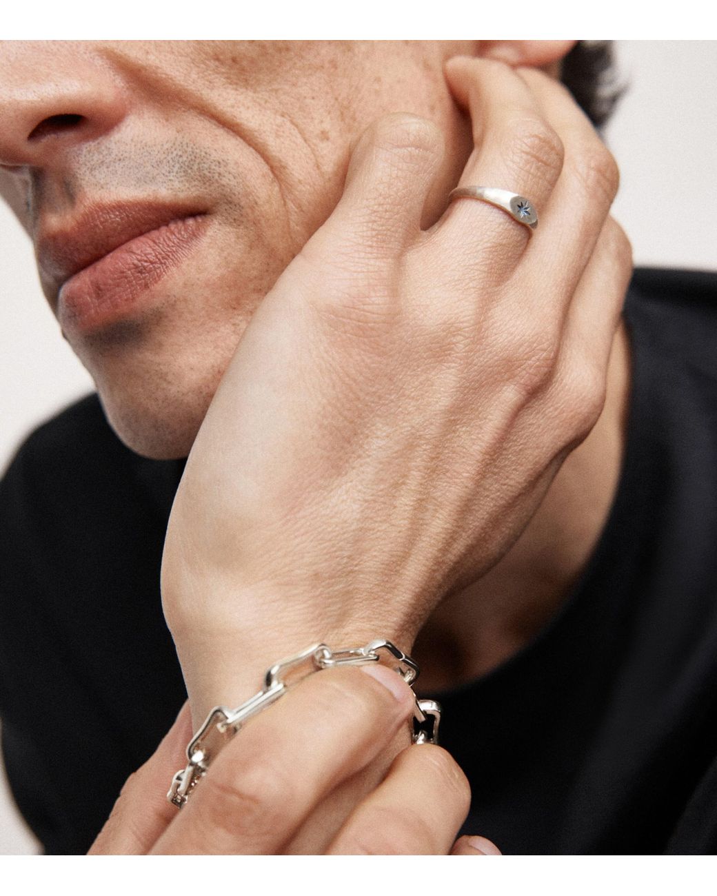 Monica Vinader Metallic Sterling Guiding Star Signet Ring for men