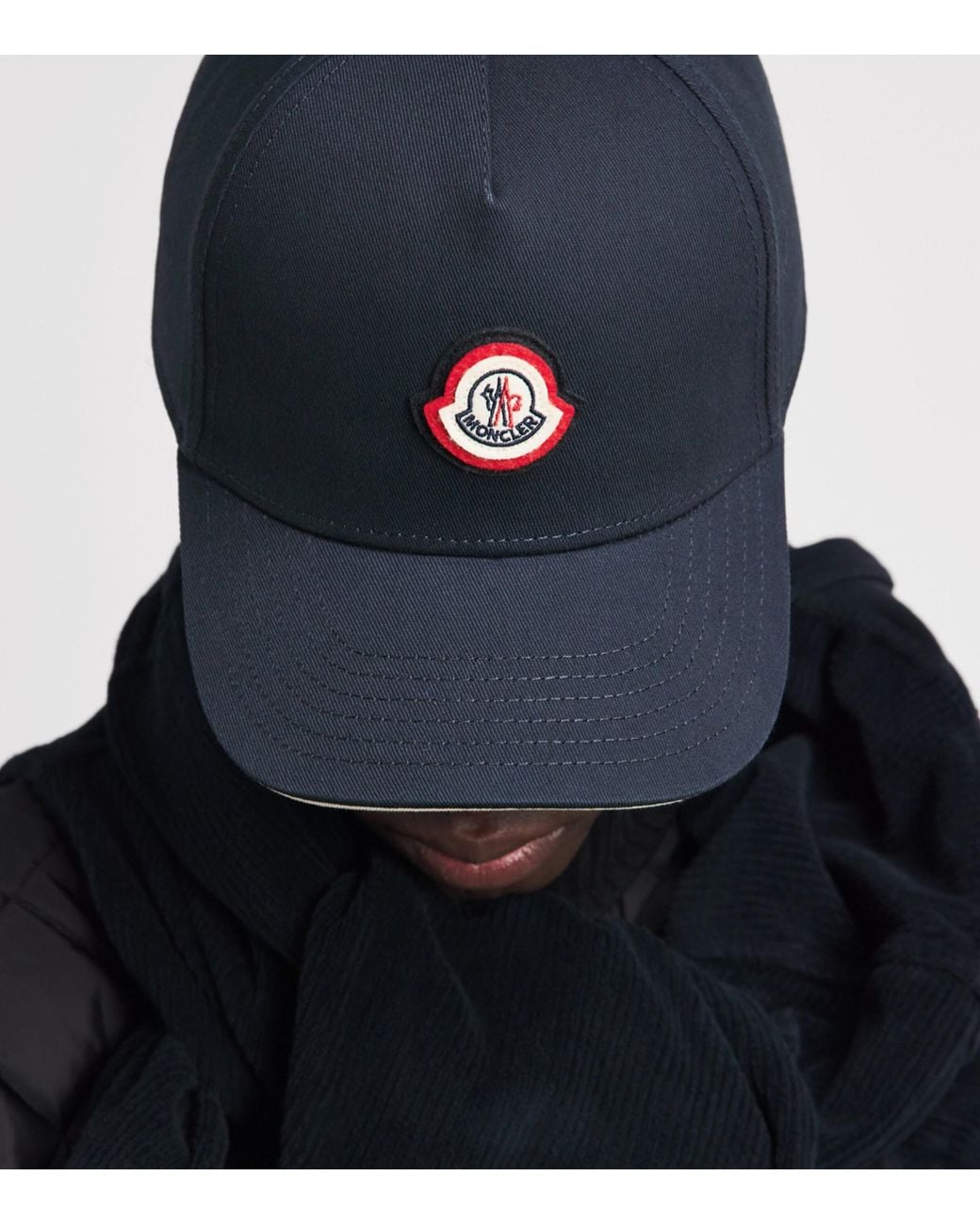 Moncler Blue Cotton Logo Baseball Cap for men