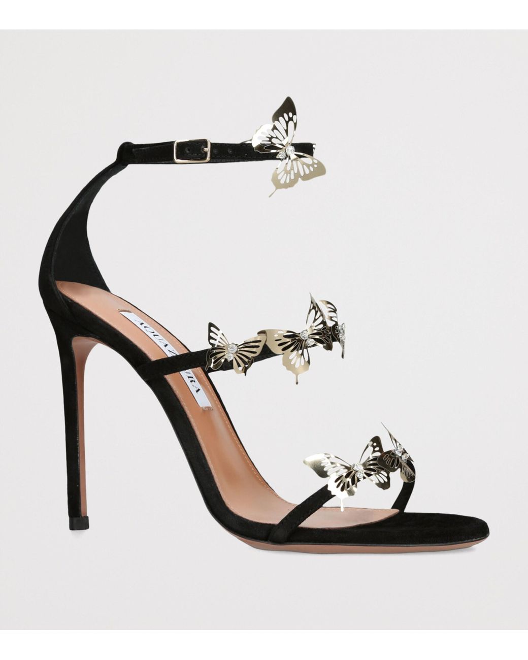 Aquazzura Black Leather Papillon Sauvage Sandals 105
