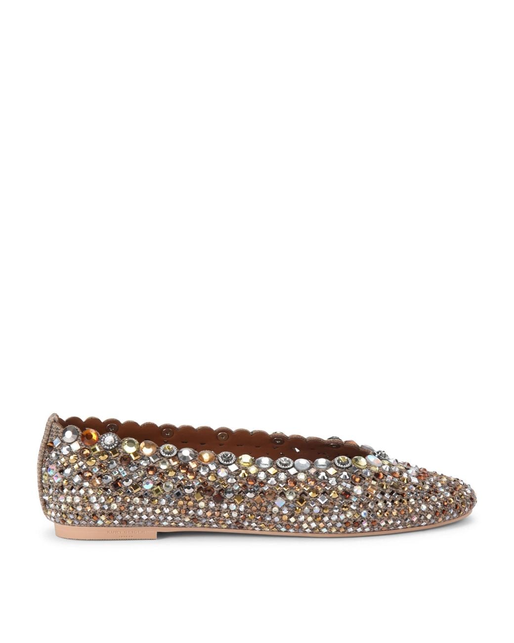 Kurt Geiger Brown Jewel Perforated Ballet Flats