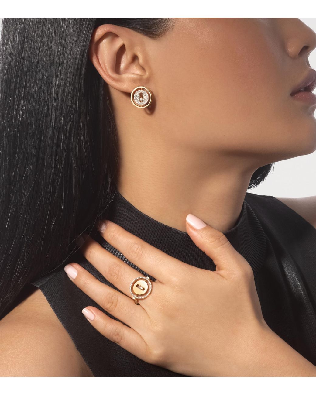 Messika Metallic Lucky Move And Diamond Pavé Stud Earrings