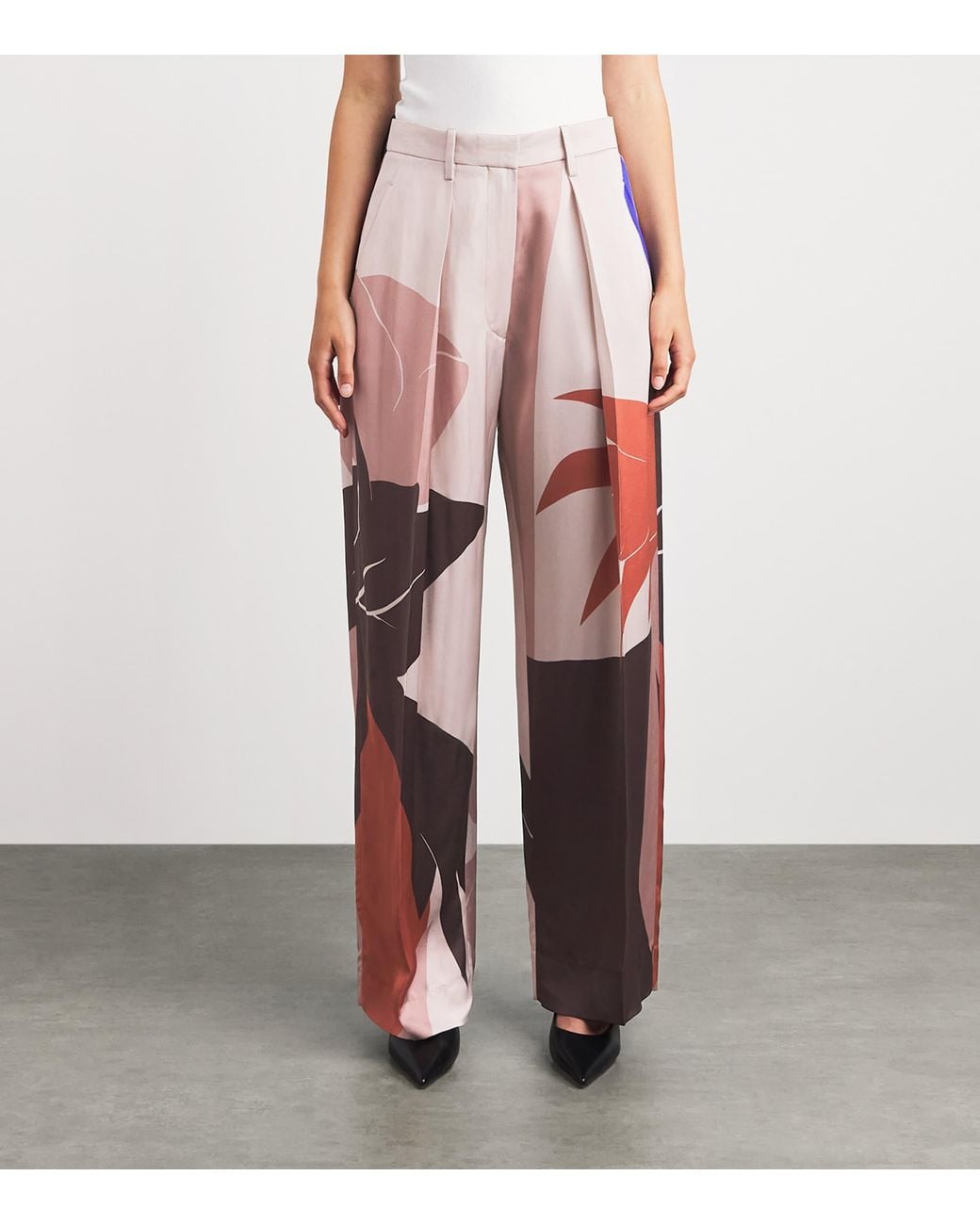 Victoria Beckham Red Satin Cecilia Wide-Leg Trousers