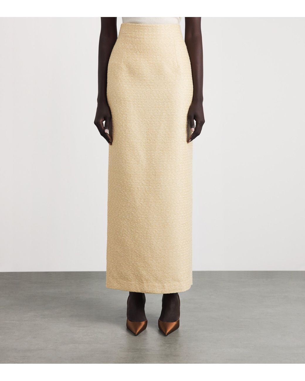 Huishan Zhang Natural Tweed Vania Pencil Skirt