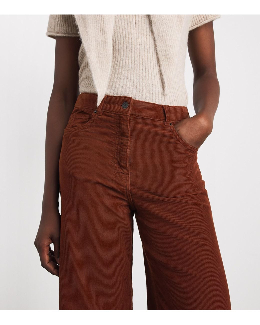ME+EM Brown Corduroy Super Flare Trousers