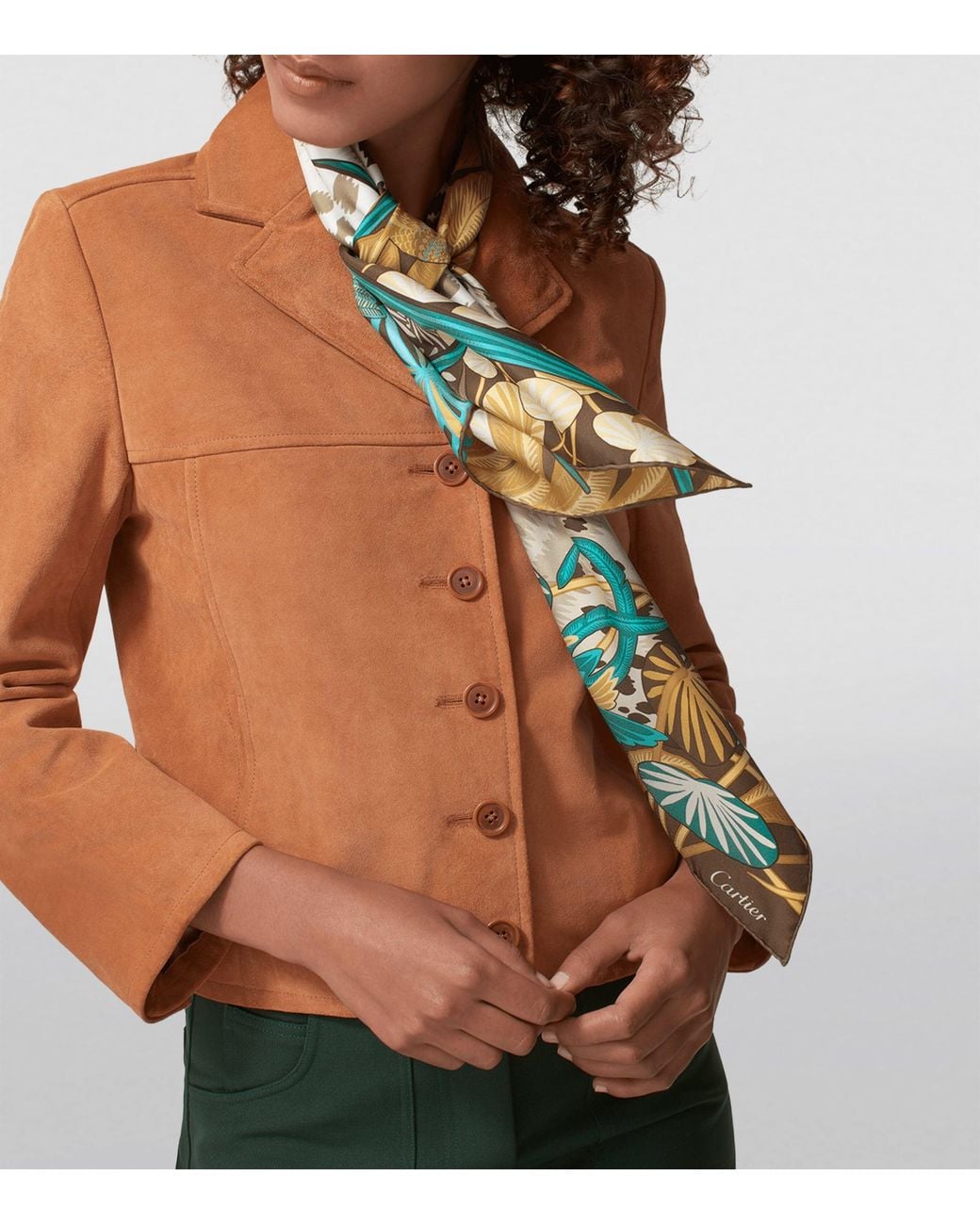 Cartier Green Silk Panthère Jungle Scarf