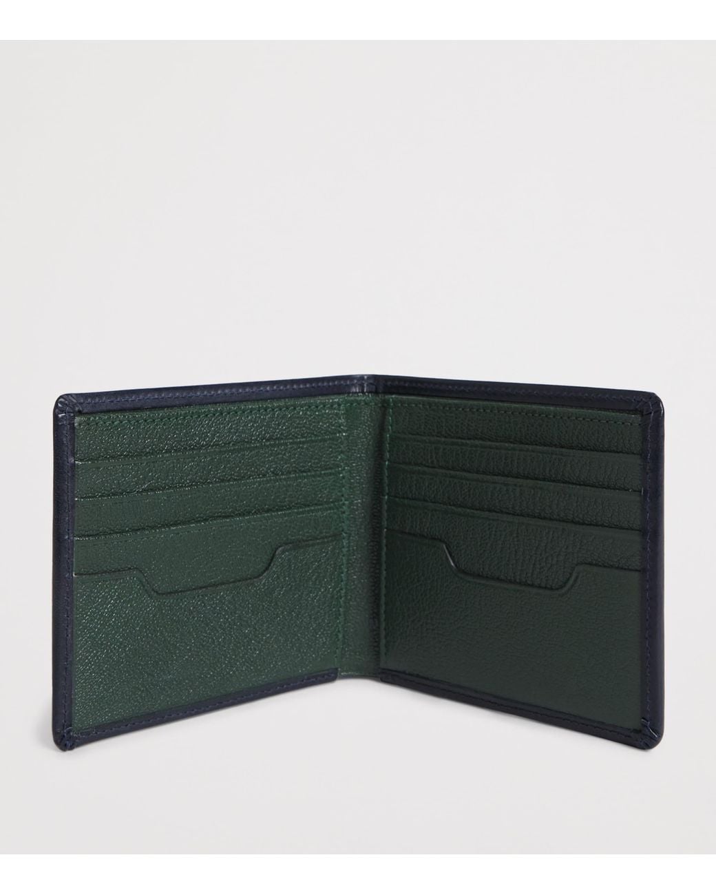 Swaine Blue Leather Compact Bifold Wallet for men