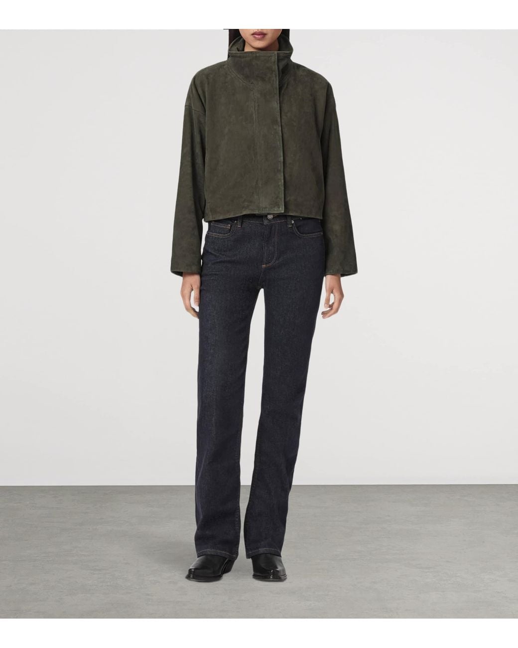 AllSaints Green Suede Ryder Jacket