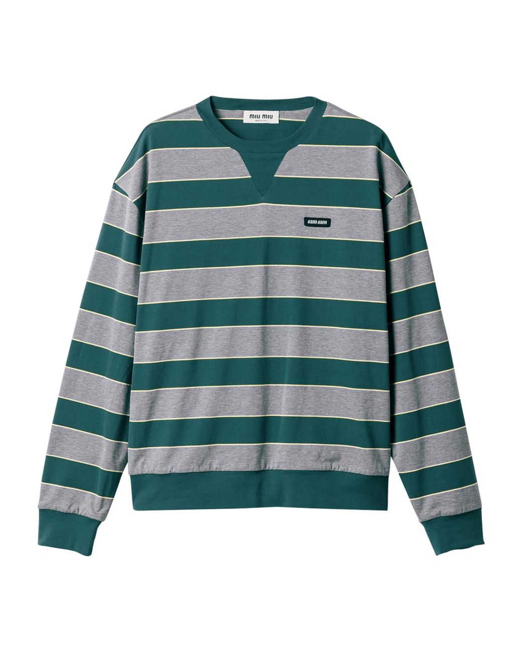 Miu Miu Green Cotton Stripe Sweatshirt